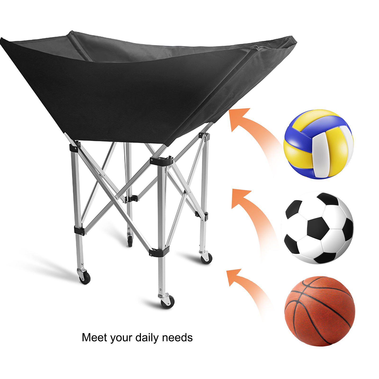 Sports Equipment Cart - Collapsible Hammock Ball Cart with Wheels
