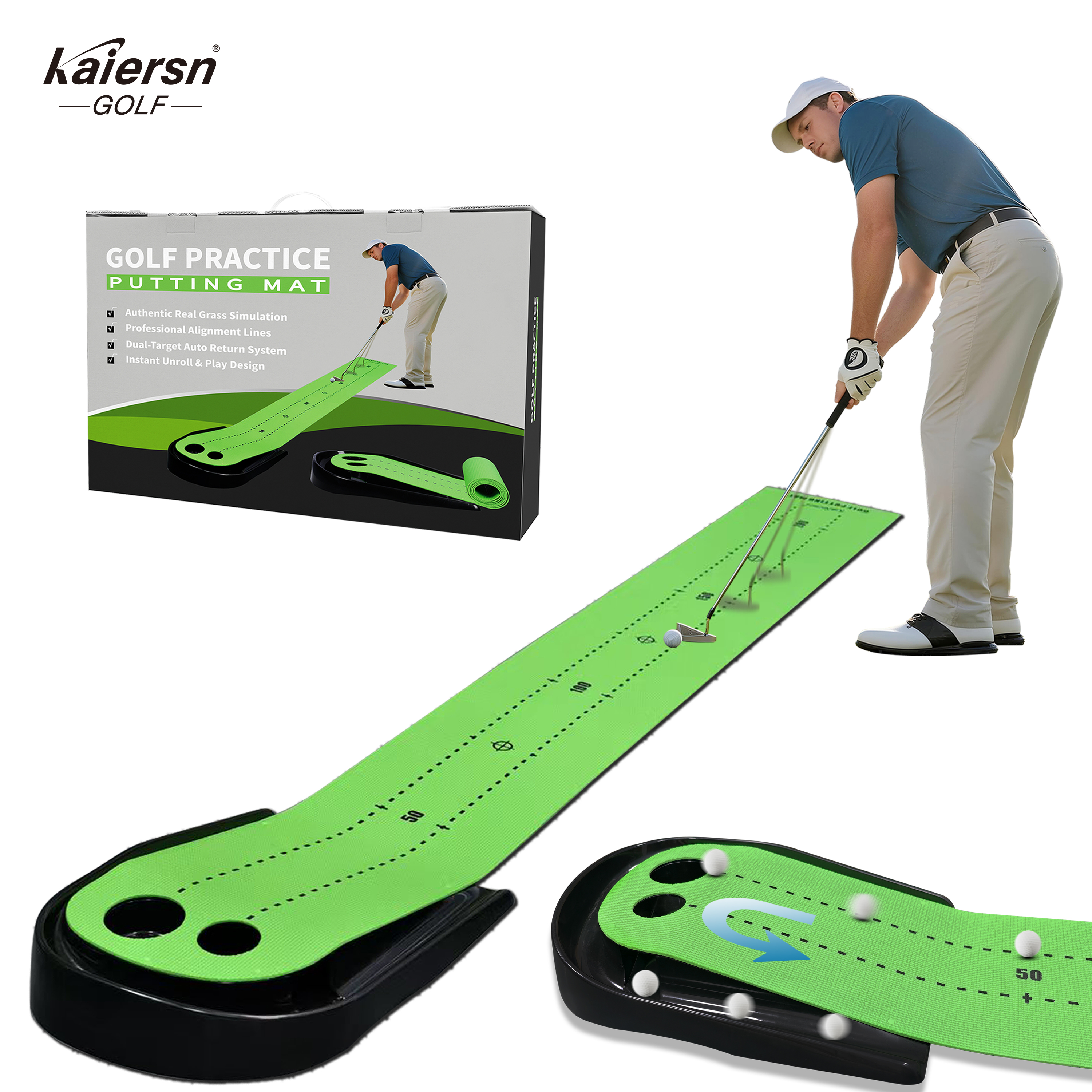 Auto Ball Return Putting Green - Golf Putting Mat avaliação e preço