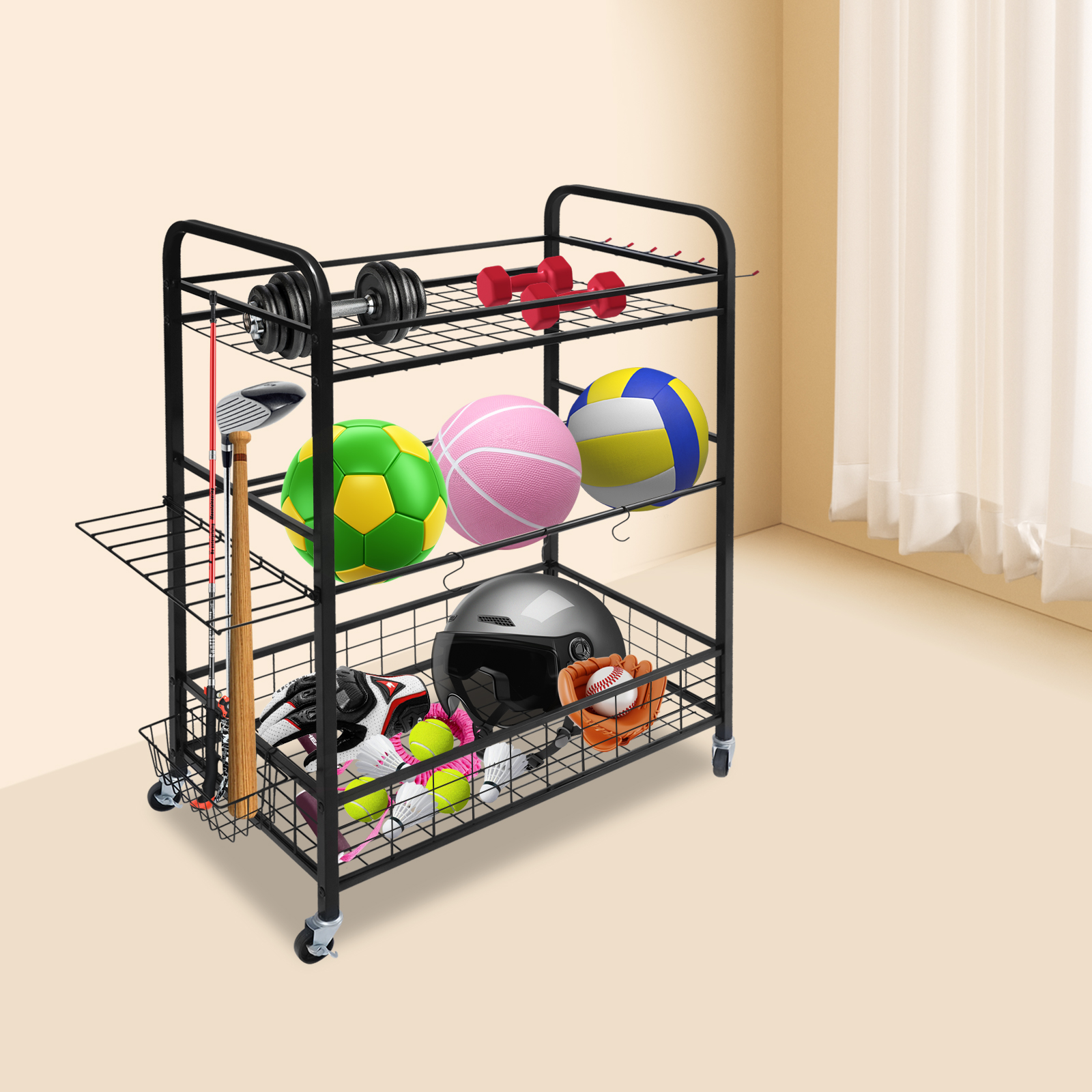 3 Tiers Storage Rack with Vers - Sports Equipment Used avaliação e preço