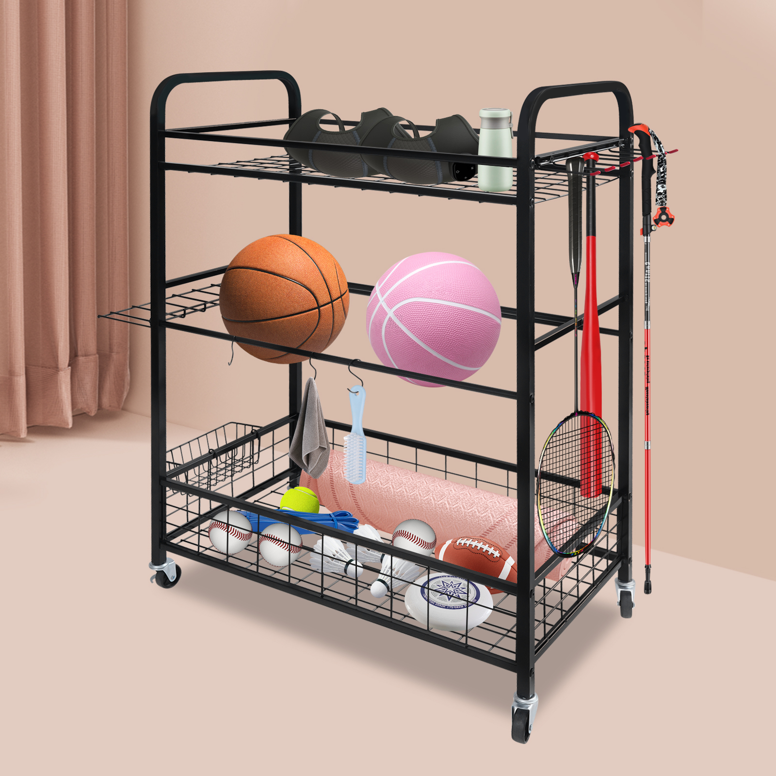 3 Tiers Storage Rack with Vers - Sports Equipment Used avaliação e preço