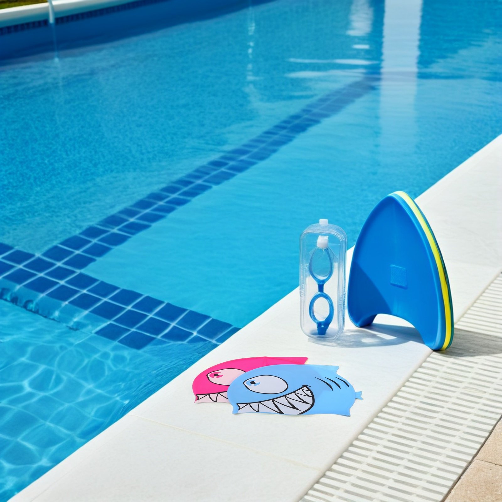 2Pcs Kids Fish Pattern Silicon - Swim Cap Silicone avaliação e preço