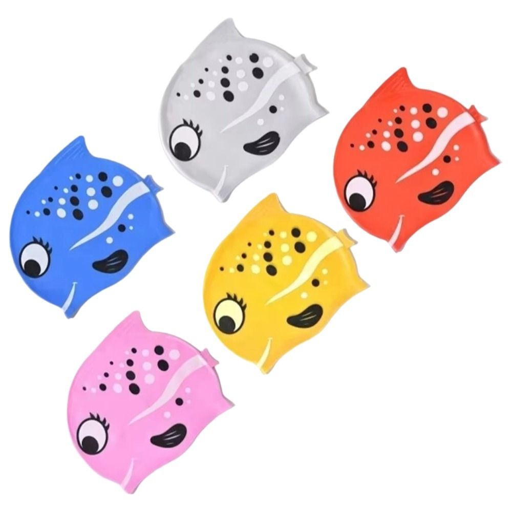 Cute Elastic Children's Swimmi - Swim Cap Silicone avaliação e preço