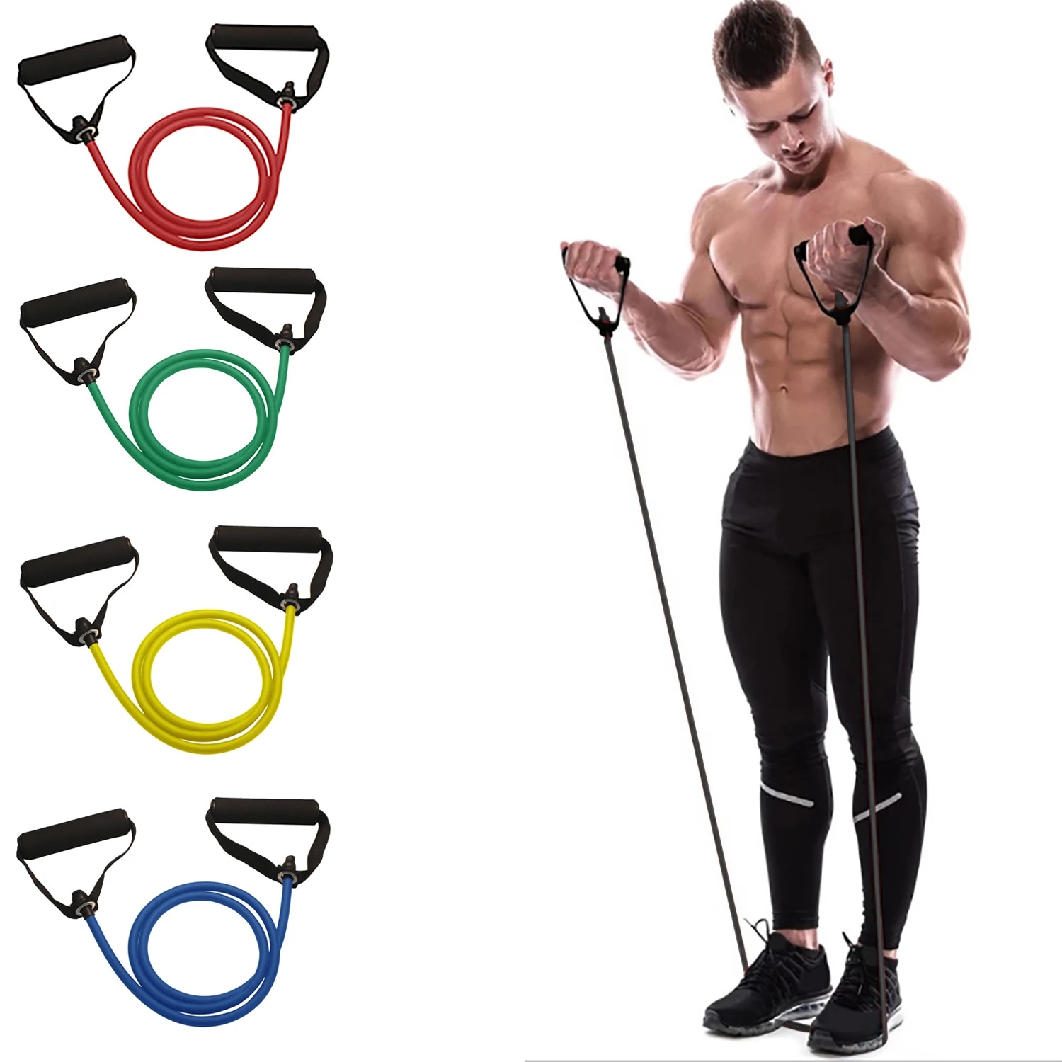 Resistance Bands With Handles, - Sports Equipment At Home avaliação e preço