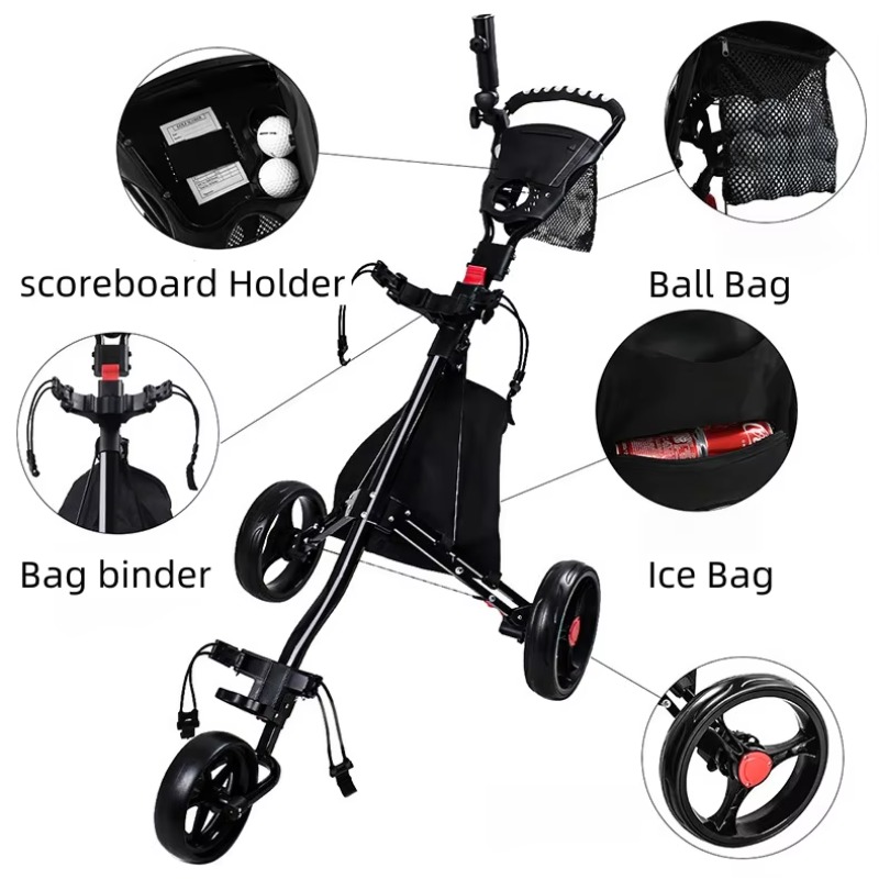 2026 Three-Wheeled Foldable Al - Sports Equipment Cart avaliação e preço