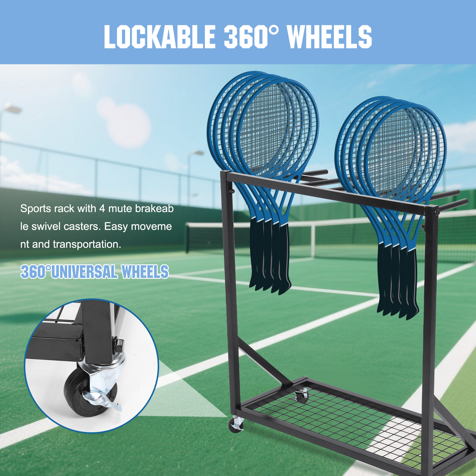 Sports Racquet Storage Organiz - Sports Equipment Cart avaliação e preço